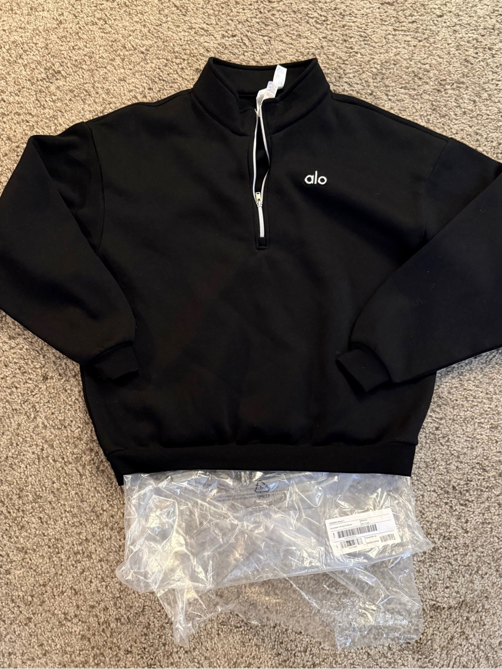 Alo Black Quarter-Zip Sweatshirt Large